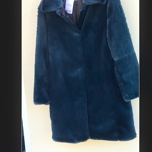 NWT MNG Mango Faux Fur 🖤  Royal Turquoise Coat XS - Picture 2 of 11